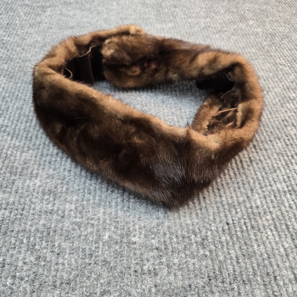 Vintage Genuine Mink Fur Collar Scarf Shawl Stole 35" Lined Light Brown Clips